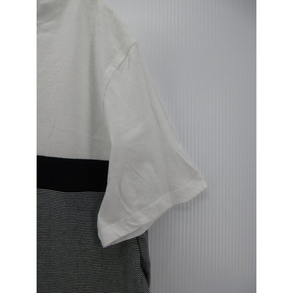 Magaschoni Shirt Large White Pullover T Tee Colorblock Striped Crewneck - Picture 3 of 9